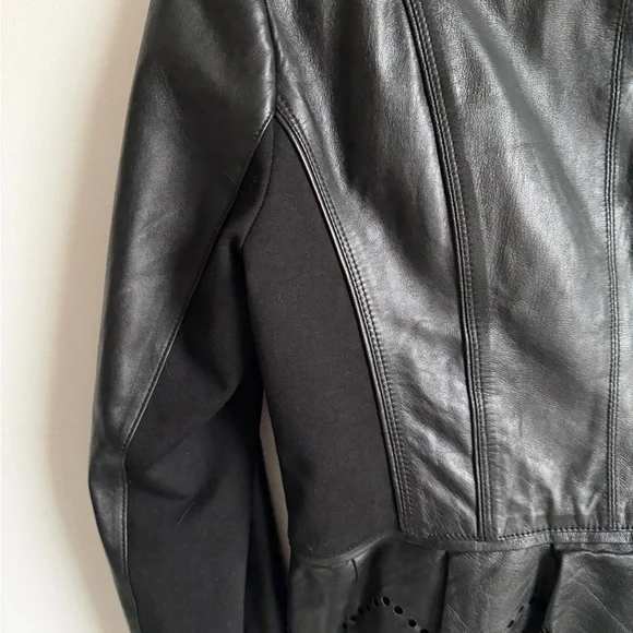 White House Black Market Black Leather Moto Biker Jacket - Picture 3 of 6